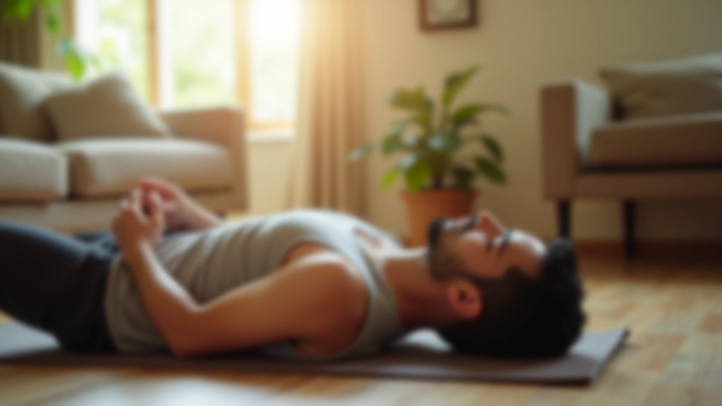 Man practicing body scan relaxation method in comfortable home setting