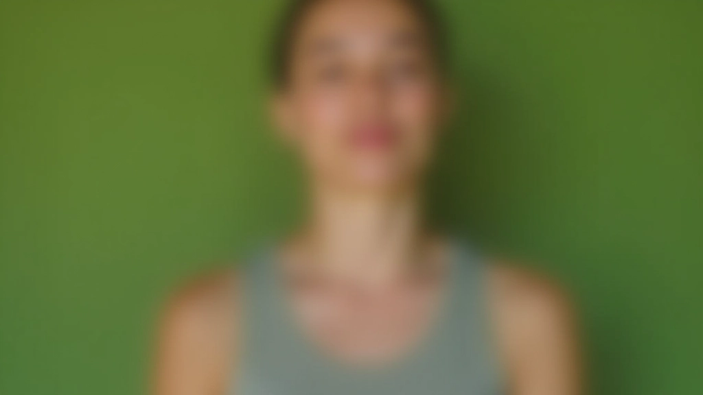 Person practicing diaphragmatic breathing technique, focused and calm, natural setting